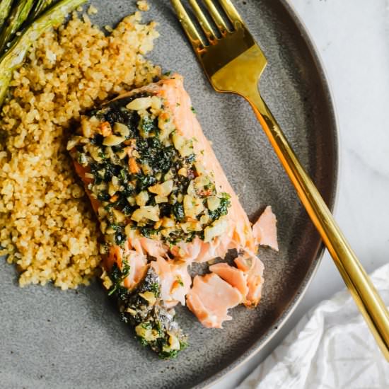 Garlic Butter Pan Roasted Salmon