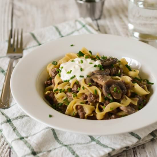 Weeknight Ground Beef Stroganoff