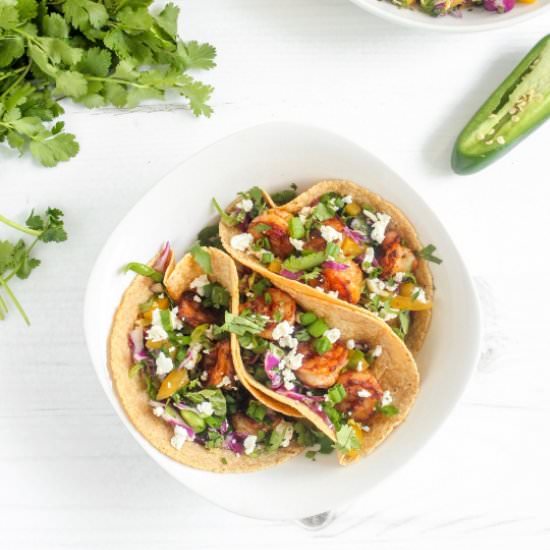 Shrimp Tacos with Cabbage Slaw