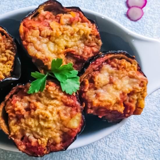 Stuffed Aubergine Parmigiana Vegan