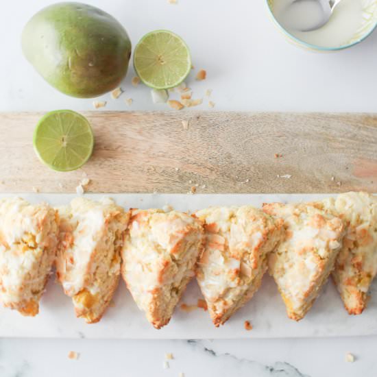 Coconut Mango Scone with Lime Glaze
