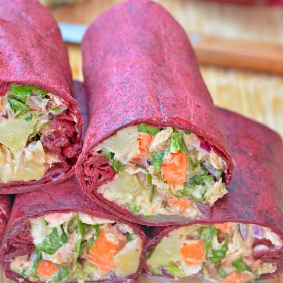 Mackerel Salad Beetroot Wraps
