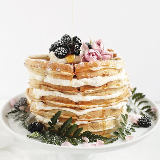 Waffle Cake with Maple Frosting