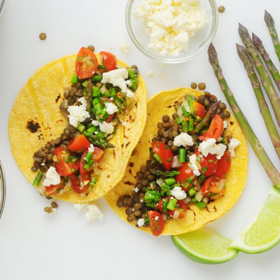 Lentil Tacos with Asparagus Pico