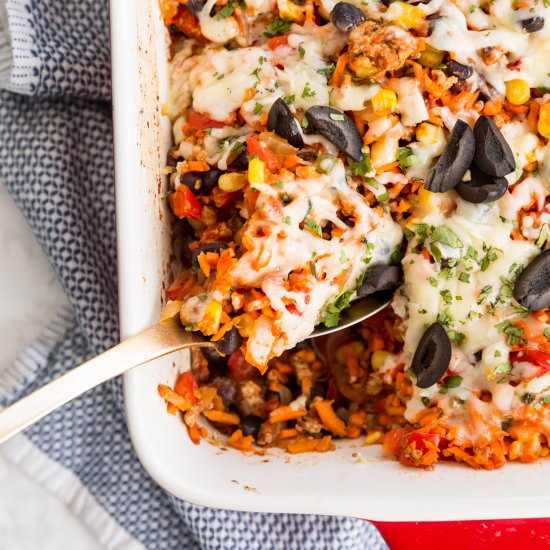 Carrot and Turkey Enchilada Bake