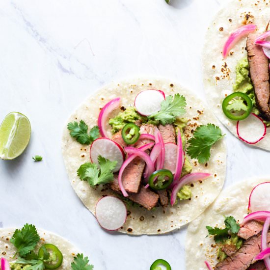 Marinated Steak and Avocado Tacos