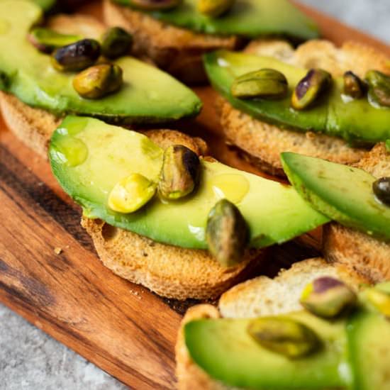 Avocado Pistachio Brushetta