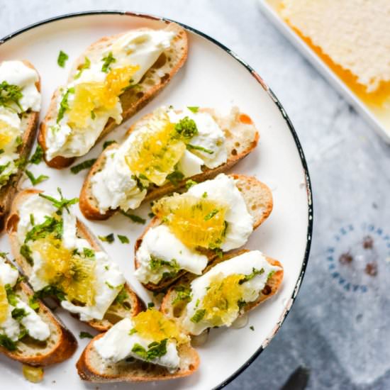 Honeyed Burrata Toasts