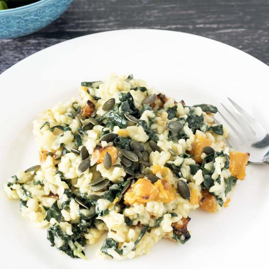 Vegan butternut squash kale risotto