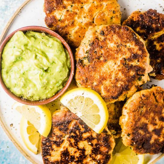 Salmon Cakes with Avocado Tartar