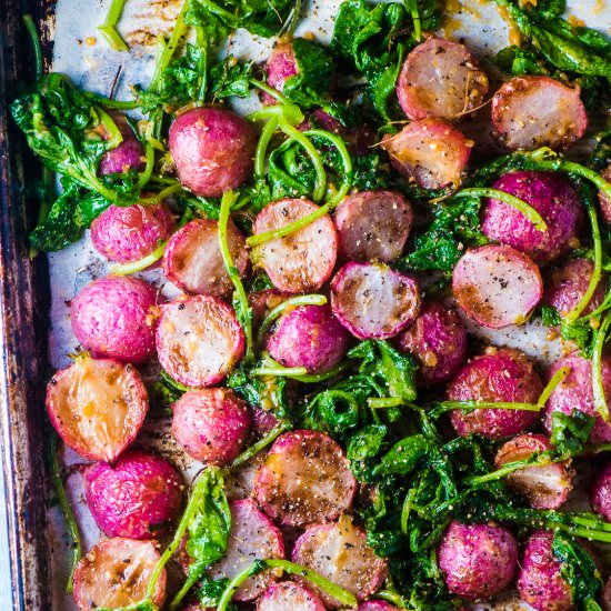 Miso Butter Roasted Radishes