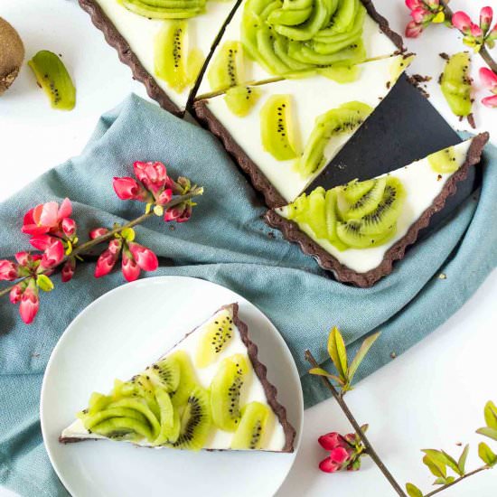 Kiwi Yogurt Panna Cotta Tart