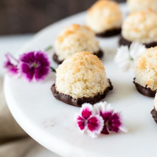 Chocolate Dipped Coconut Macaroons