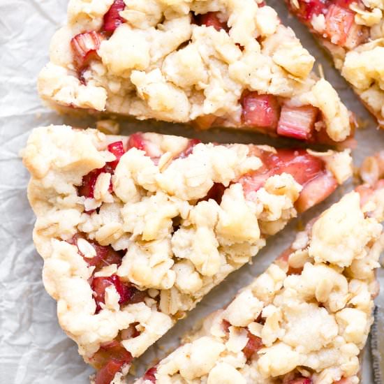 Rhubarb Shortbread Crumble Tart