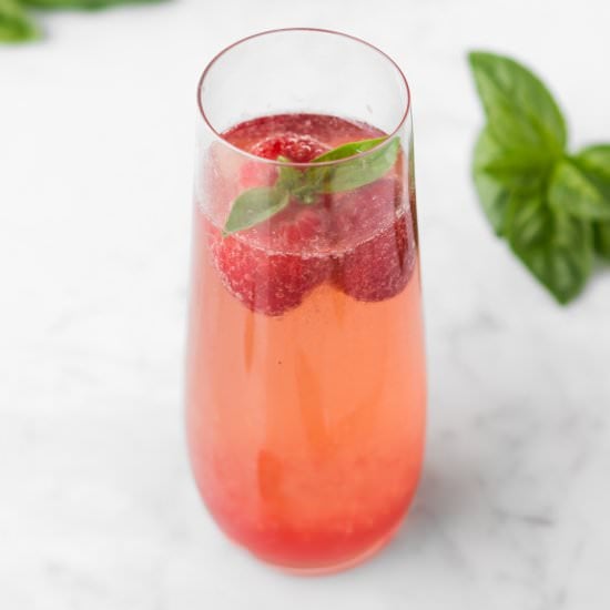 sparkling raspberry basil shrub