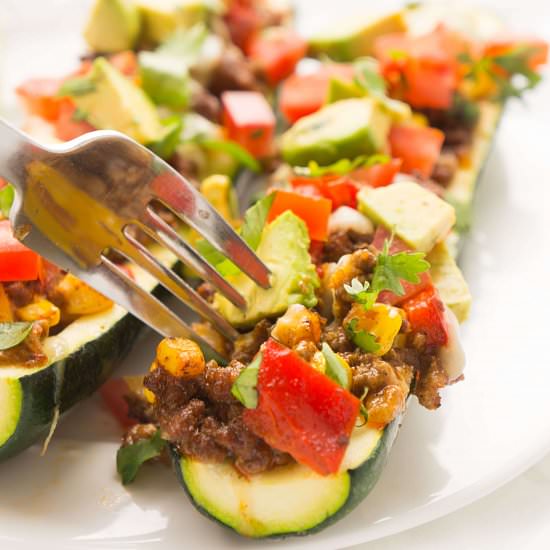 Beef Enchilada Zucchini Boats