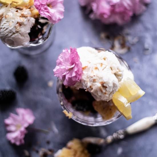 Lemon Blackberry Coconut Trifles.