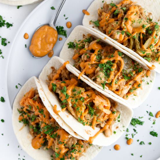 Korean Jackfruit Tacos