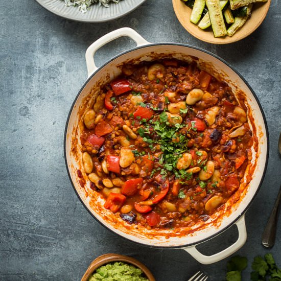 Lentil, Veg and Butter Bean Chilli