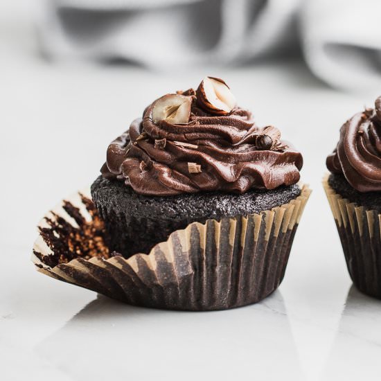 Double Chocolate Hazelnut Cupcakes