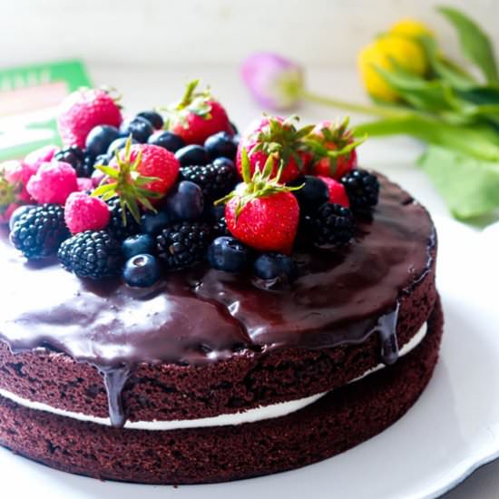 YOGURT CREAM CHOCOLATE GANACHE CAKE