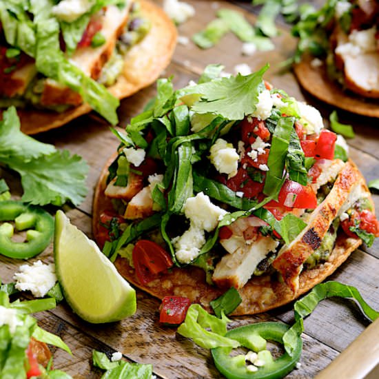 Chicken Tostadas w/ Black Bean Guac