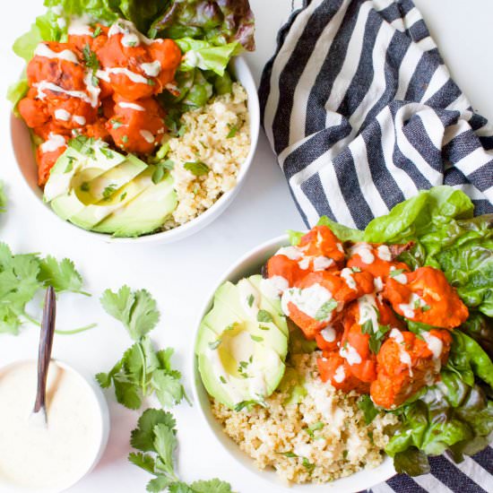 Buffalo Cauliflower Quinoa Bowls