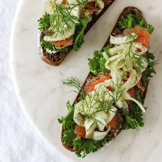 Smoked Salmon and Fennel Smørrebrød