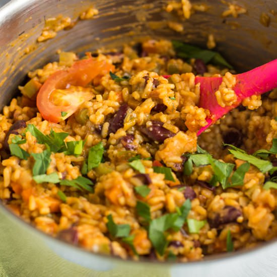 One pot vegan jambalaya