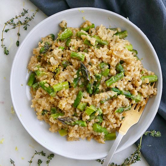 Baked Brown Rice Asparagus Risotto