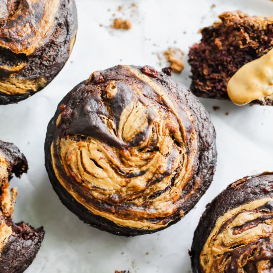 Chocolate PB Swirl Muffins