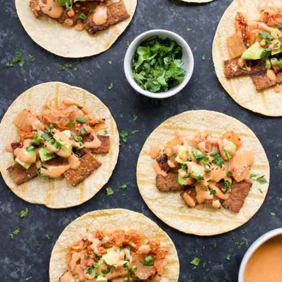 Kimchi Tacos with Gochujan Aioli