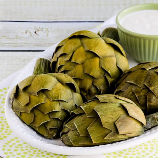 Mom’s Artichokes and Dipping Sauce