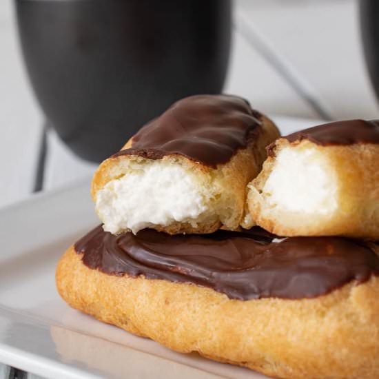 Whipped Cream Chocolate Eclairs