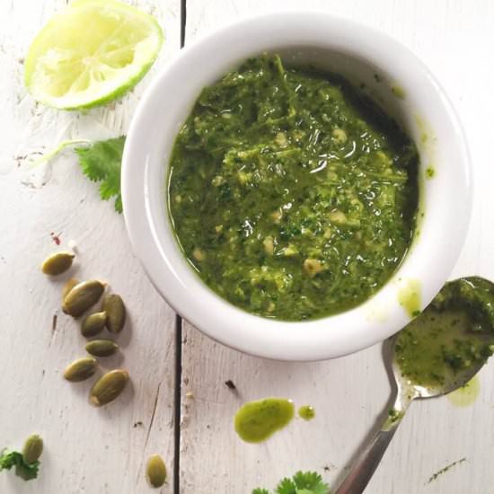 Pumpkin seed  coriander green sauce