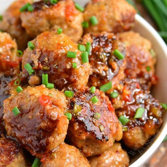 Thai sweet chili turkey meatballs