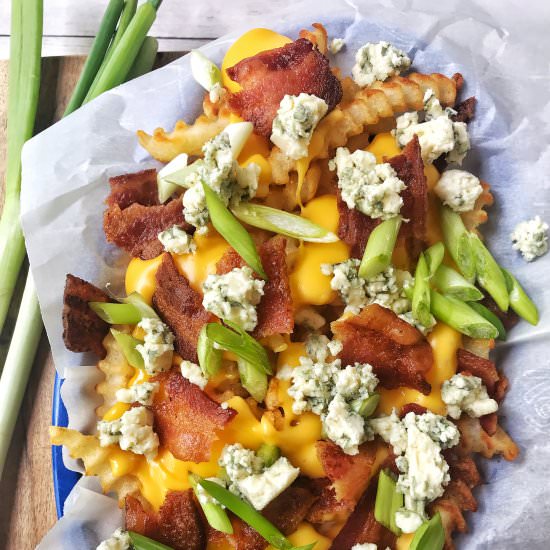 Bacon and Blue Loaded Cheese Fries