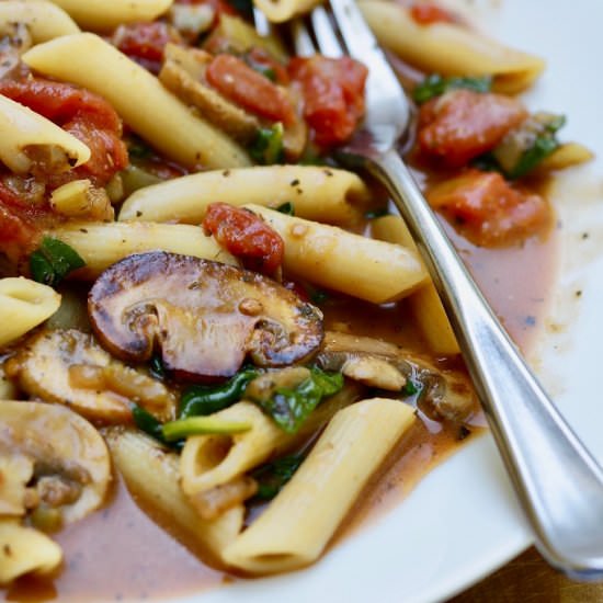 Spinach & Mushroom Pasta ( Vegan)