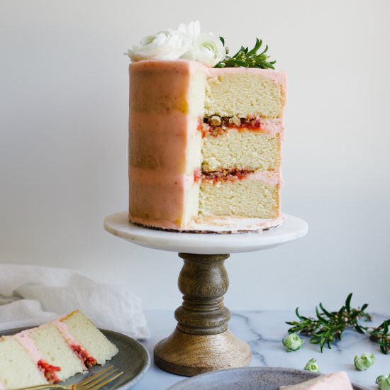 Strawberry Rhubarb Layer Cake