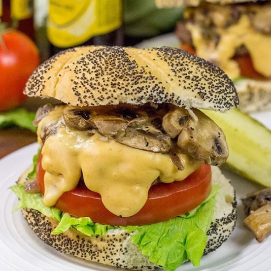 Grilled Mushroom Swiss Burgers