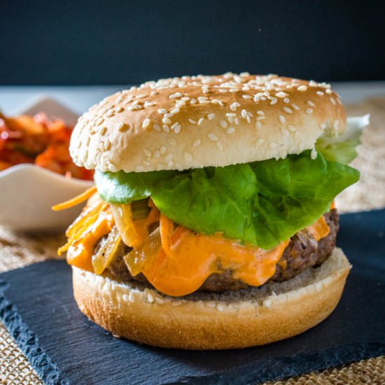 Korean Bulgogi Burger with Gochujan