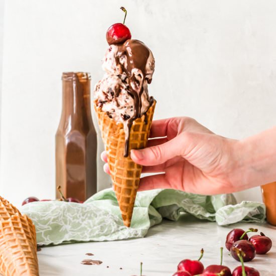 No churn hot fudge cherry ice cream