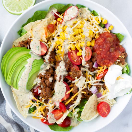 Beef Taco Salad with Chipotle Ranch
