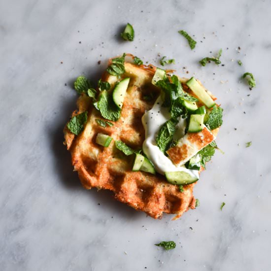 Cheesy potato waffles