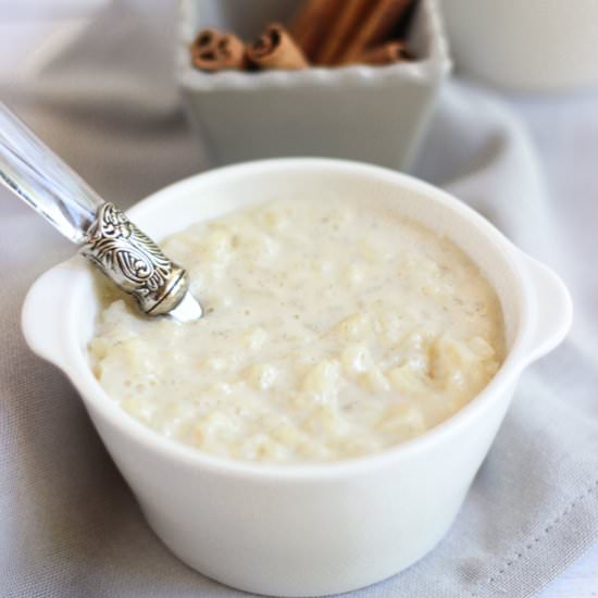 Creamy vanilla rice pudding