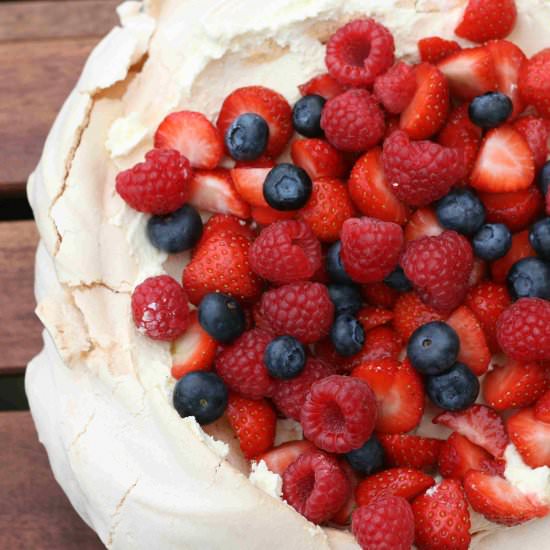 Summer berry pavlova
