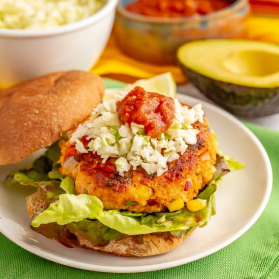Southwest salmon burgers