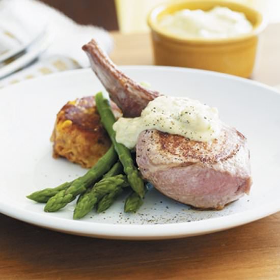 Pork cutlet with blue cheese mayo