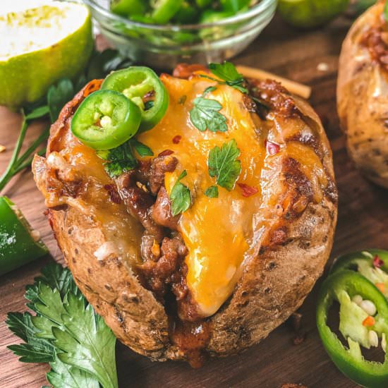 Beef Chili Baked Potatoes