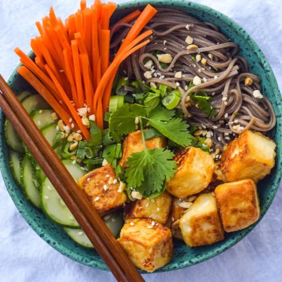 Sesame Ginger Tofu Soba Noodle Bowl